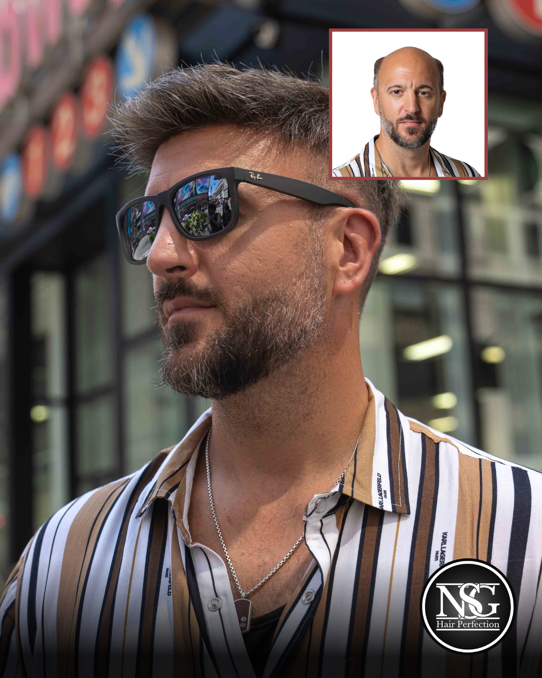 Before and after hair replacement result